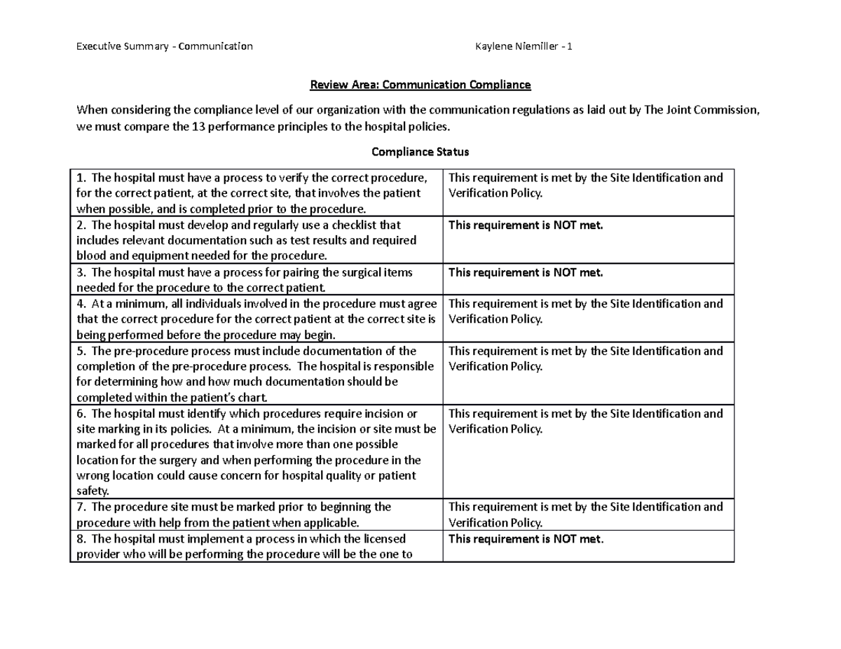 AFT2 - Task 1 - Task 1 Assignment - Review Area: Communication ...