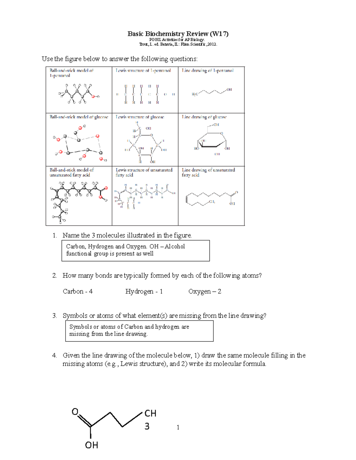 LAB 2 - Basic Biochemistry - Basic Biochemistry Review (W17) POGIL  Activities for AP Biology. Trout, - Studocu