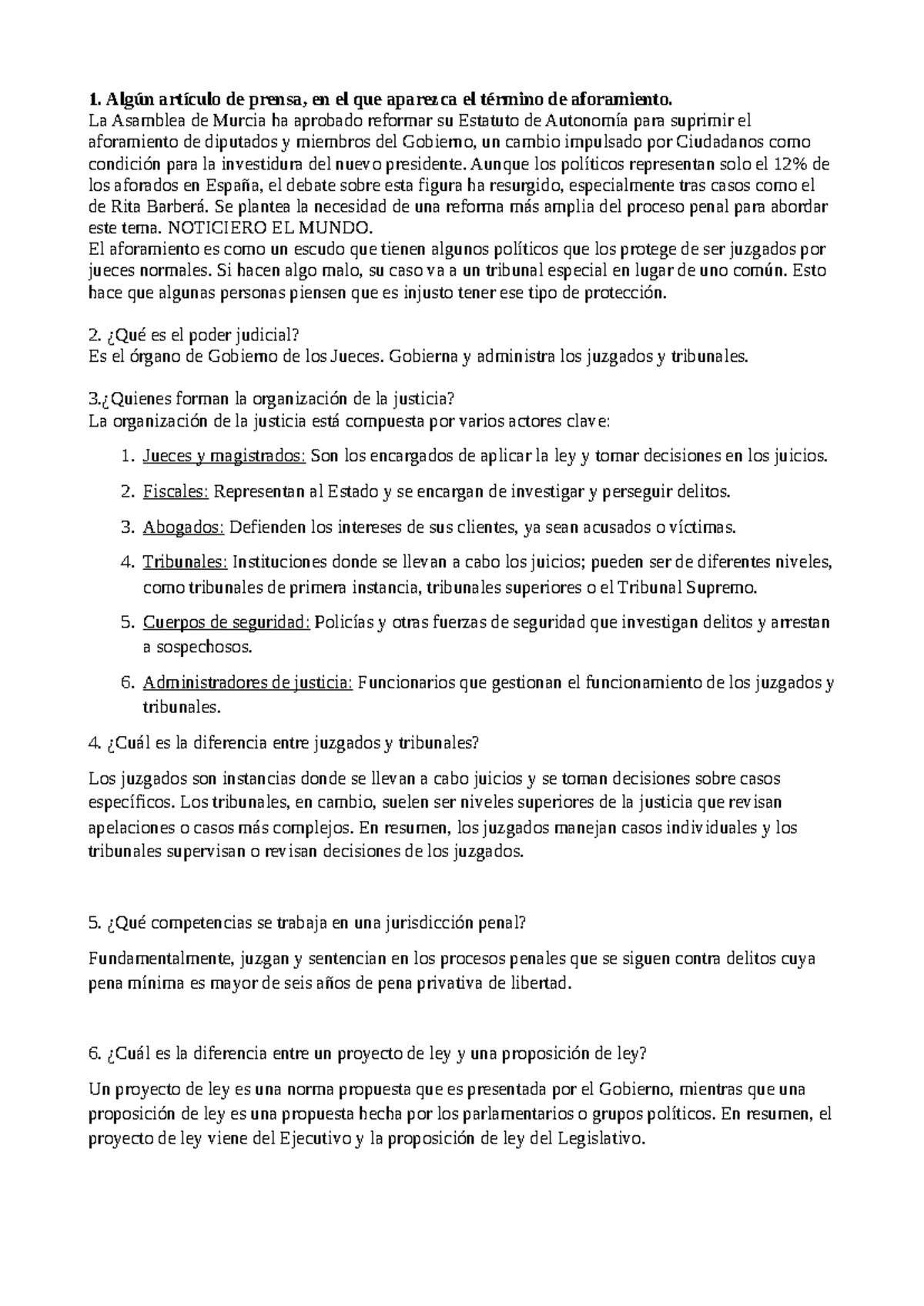 Ejercicios jurisdicción - Algún artículo de prensa, en el que aparezca ...