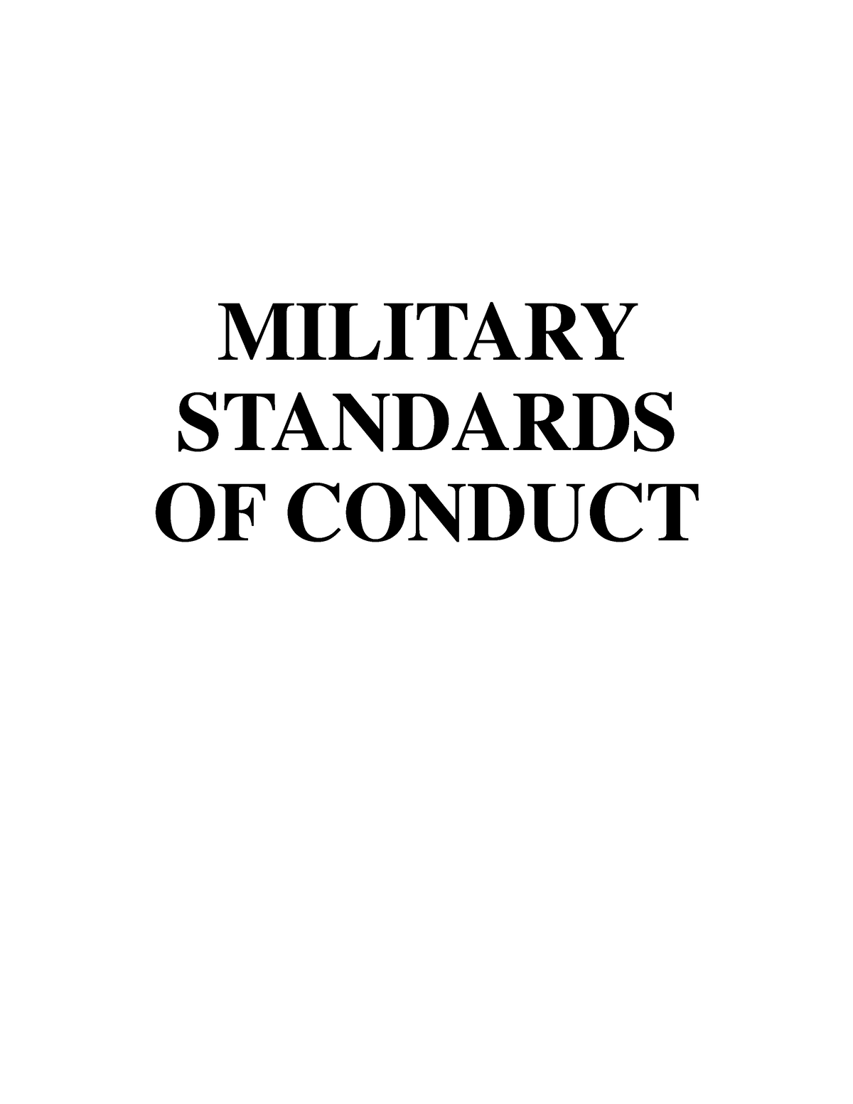 Military Standards OF Conduct 1 1 - MILITARY STANDARDS OF CONDUCT ...