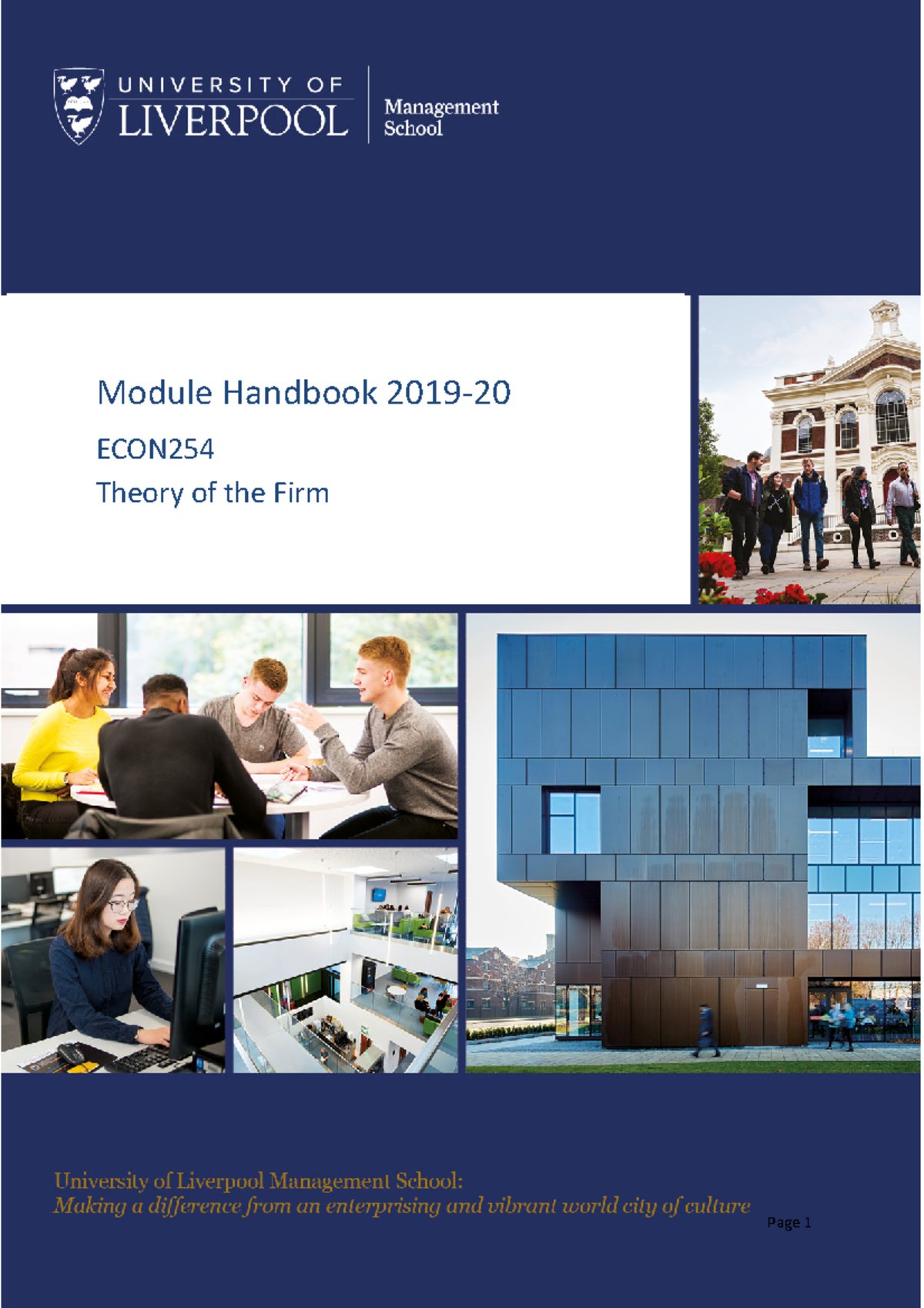 Module Handbook - Theory of firm - Module Handbook 2019- ECON Theory of ...