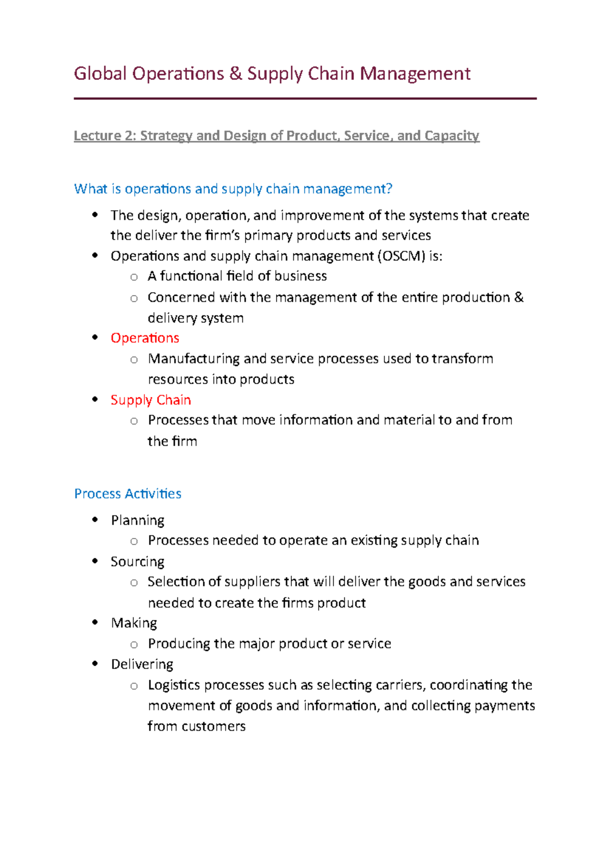 Global Operations And Supply Chain Mangement Lecture Notes - Global ...