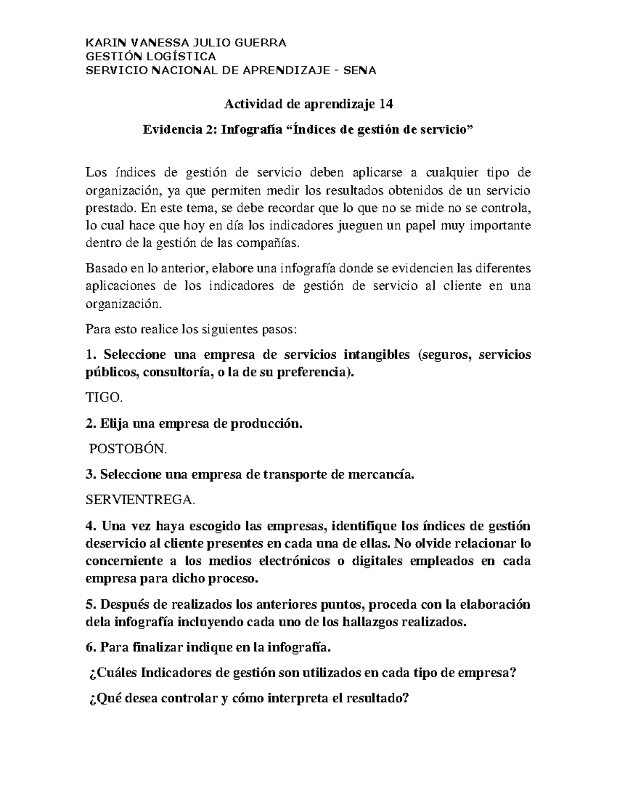 Evidencia 2 infografia indices de gestion de servicio - GESTIÓN ...