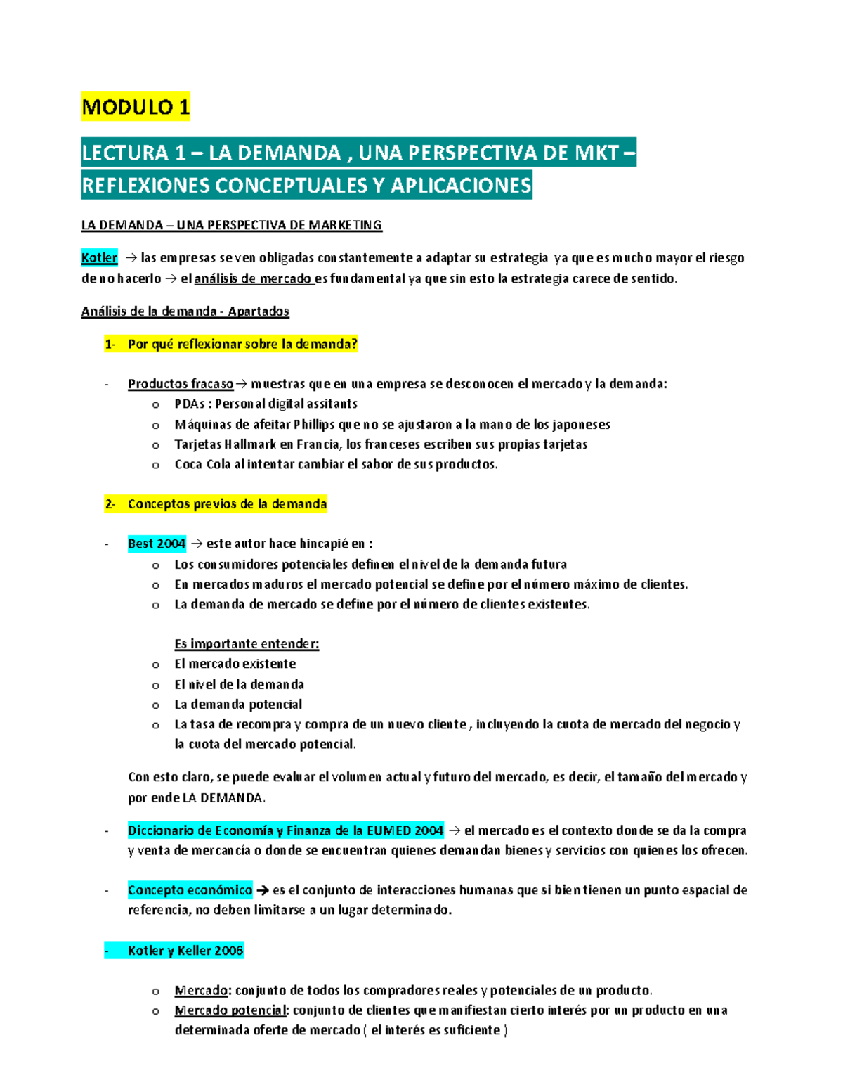 Resumen del modulo 1 y modulo 2 de Marketing 1 - Siglo 21 - Studocu