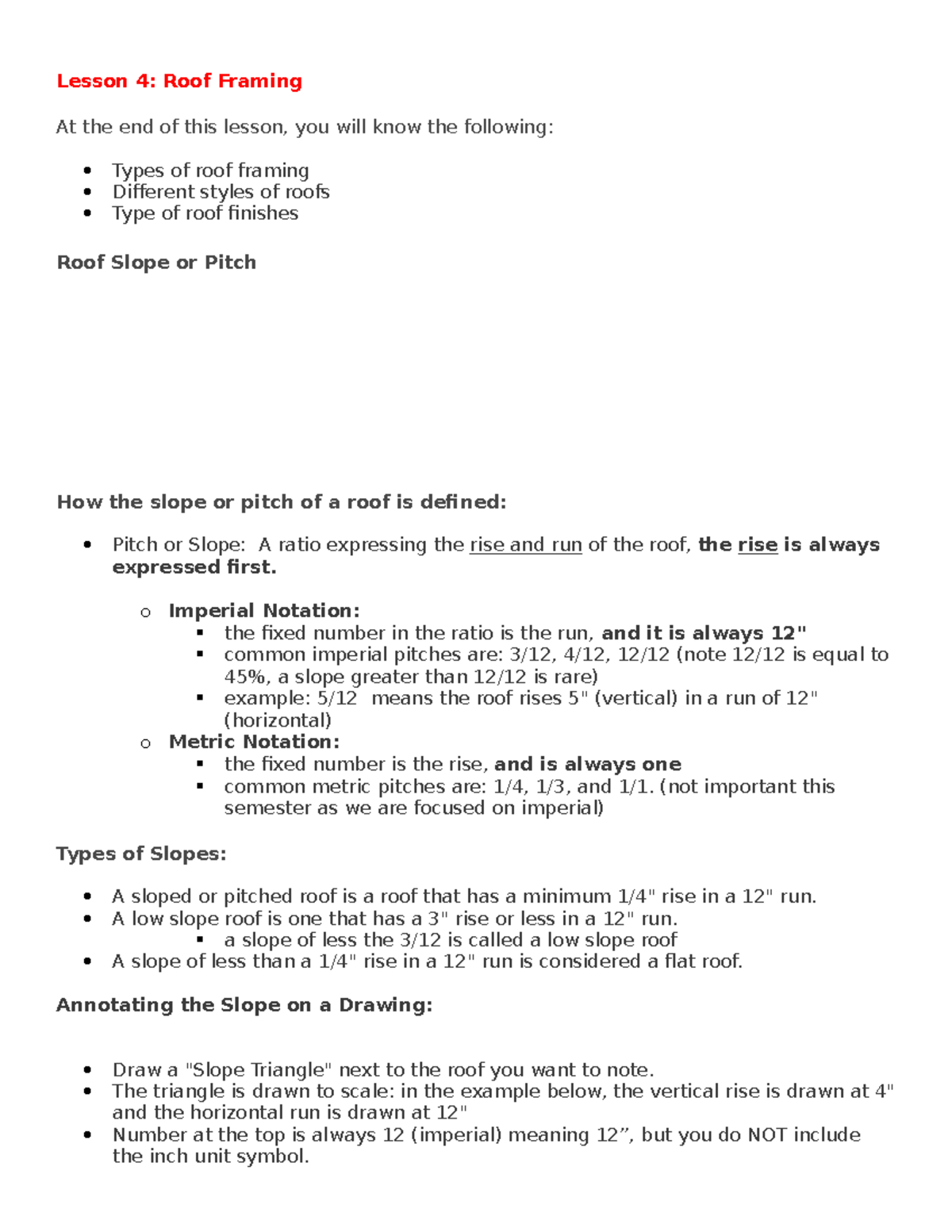 Roof Notes of lecture about different types of roof materials