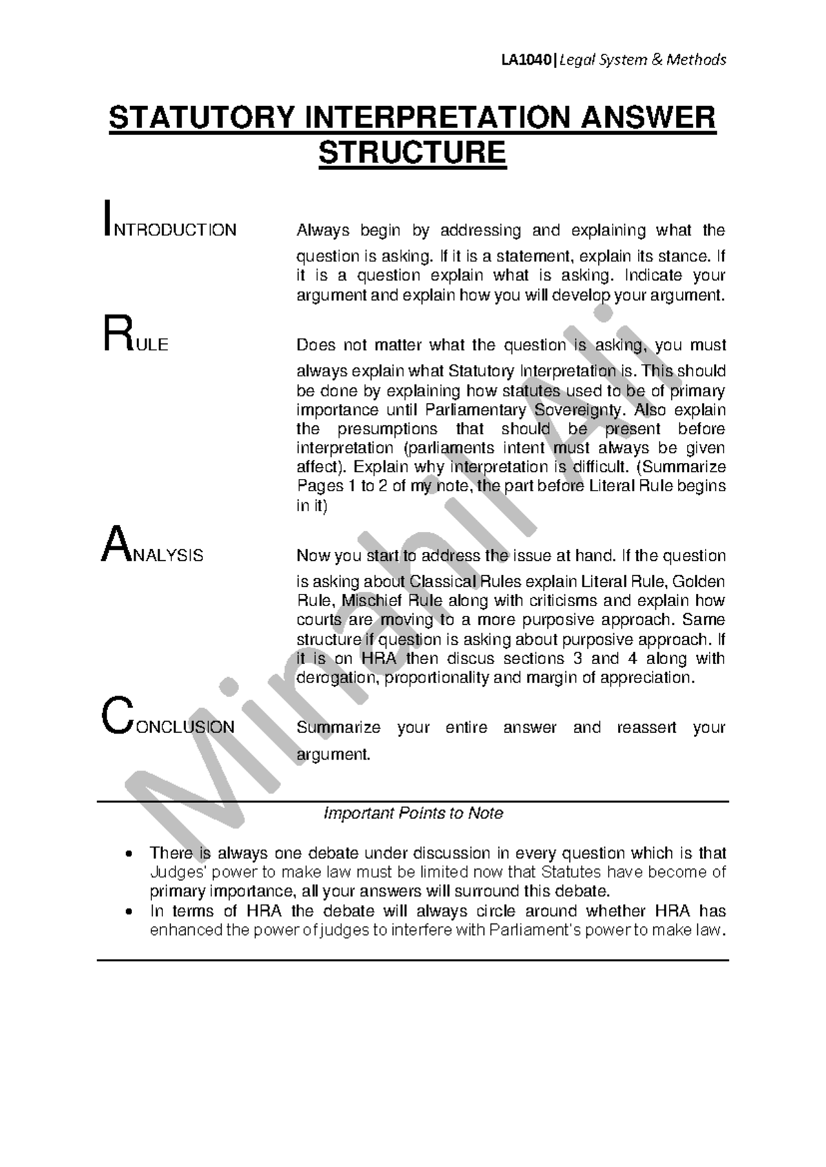 SI Answer Structure statutory interpretation - LA1040|Legal System ...
