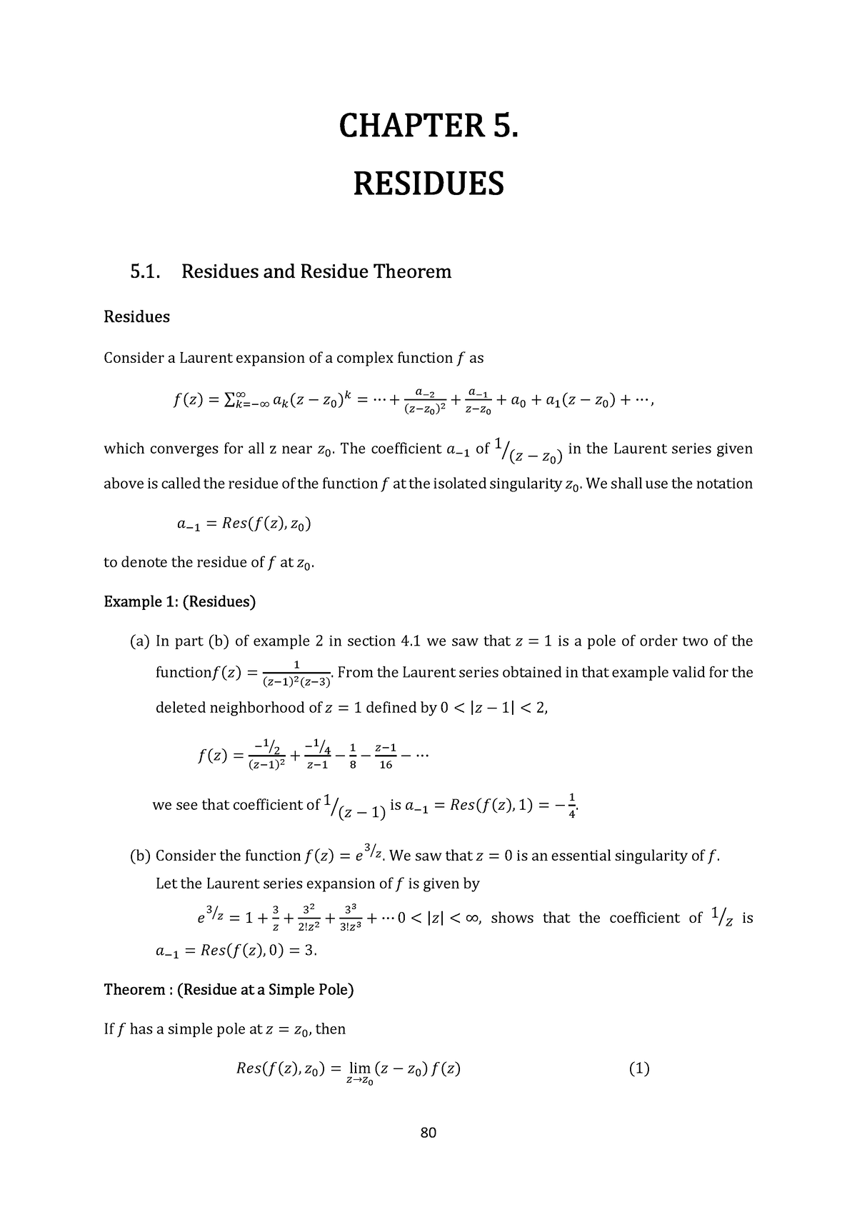 Residues- Complex Analysis - 5. 1. Residues And Residue Theorem ...