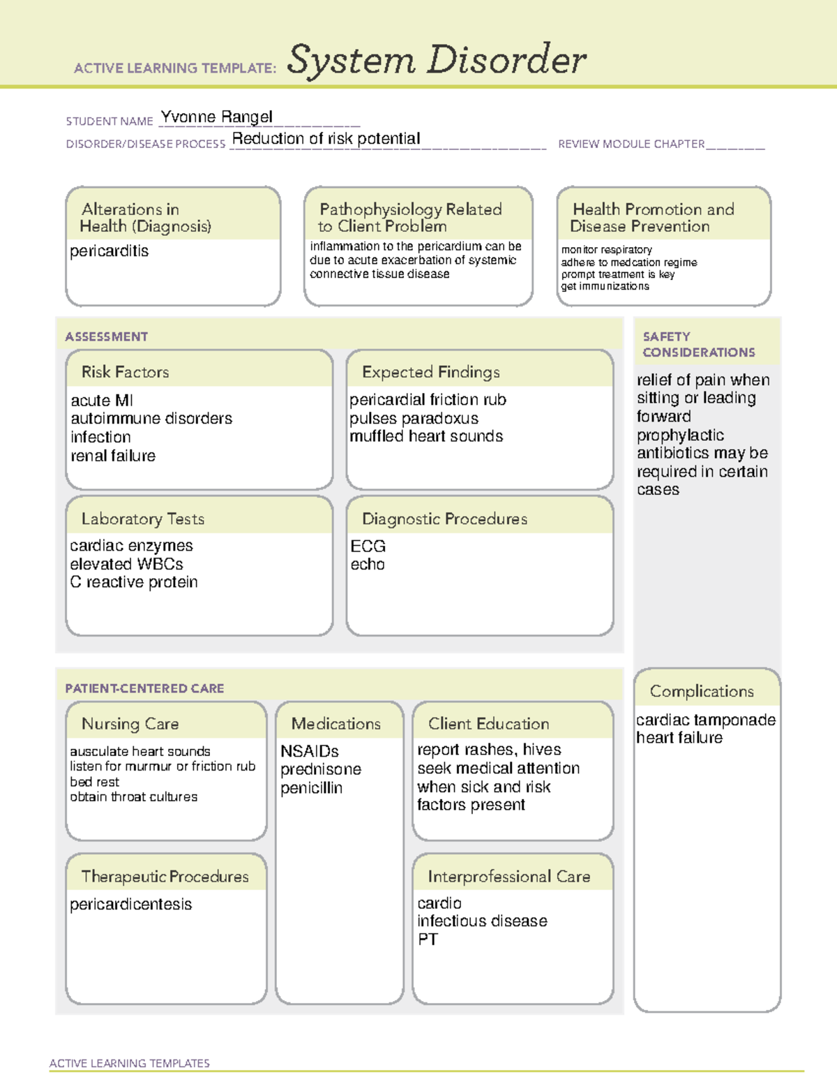 Ati part b 2 - ati - ACTIVE LEARNING TEMPLATES System Disorder STUDENT ...