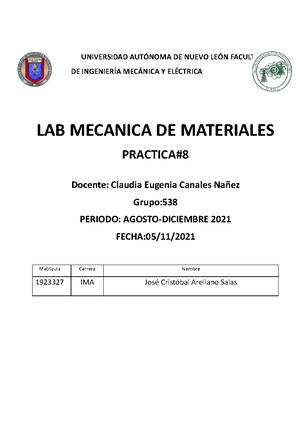 Practica 3 - Laboratorio Mecanica De Materiales FIME - UNIVERSIDAD ...