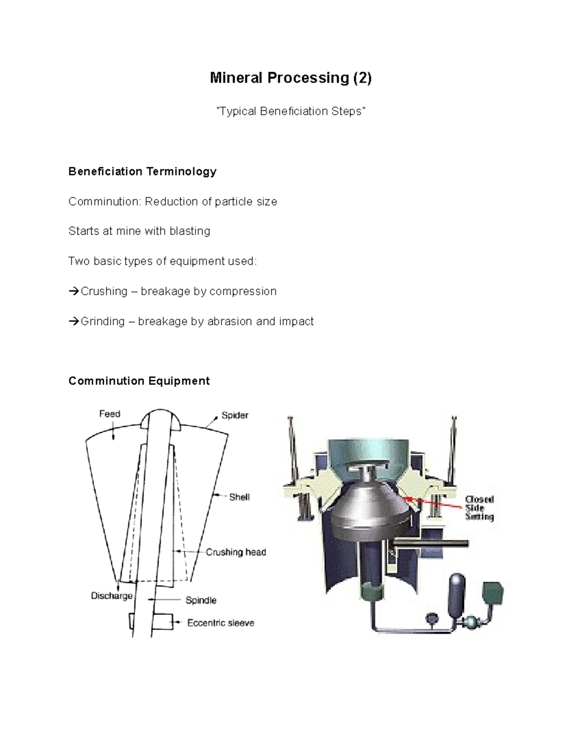 Mineral Processing (2) [Typical Beneficiation Steps] - Mineral ...