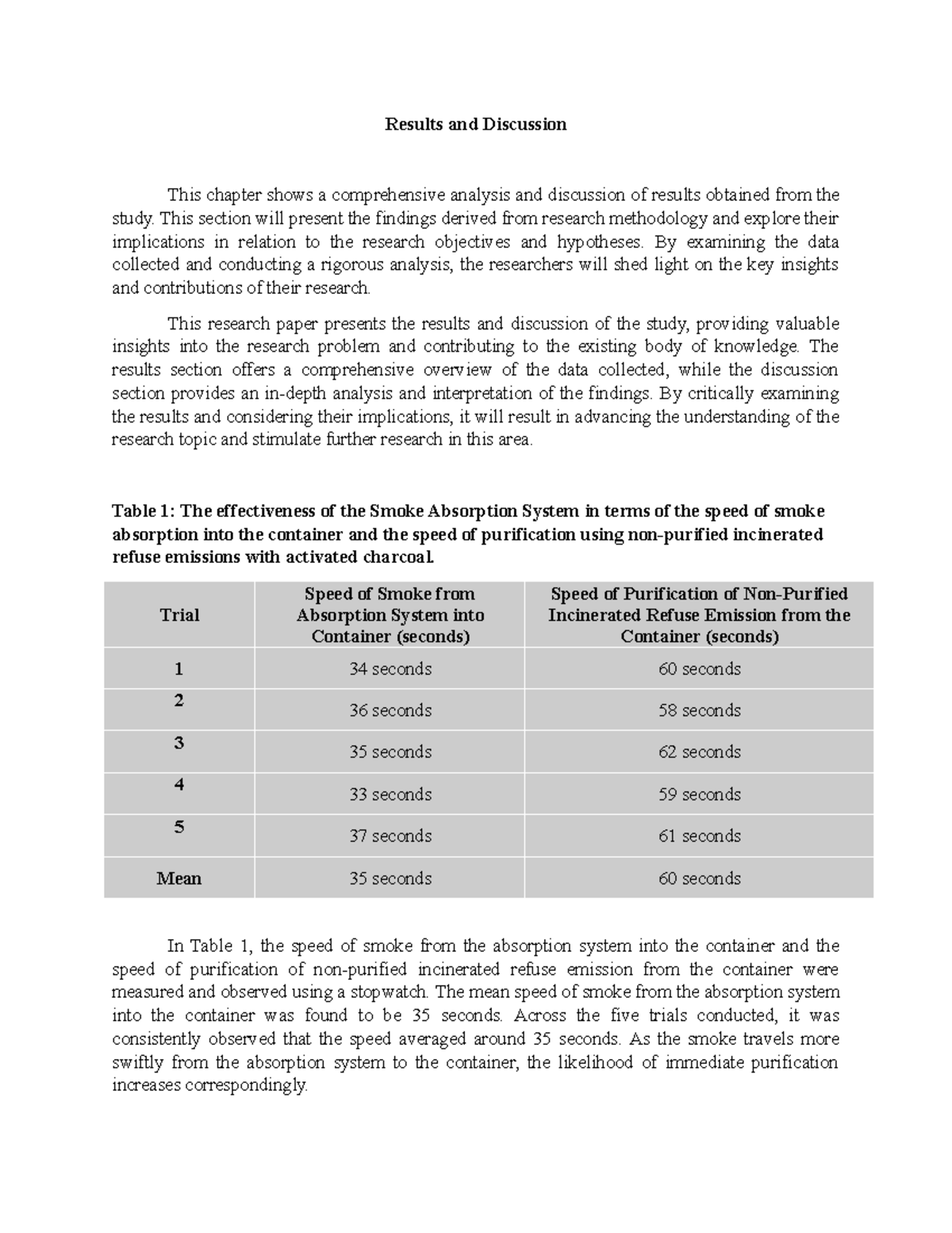 Dummy Table - Results and Discussion This chapter shows a comprehensive ...