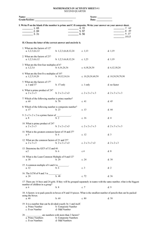 Activity Sheet 2 Q2 Math IV - MATHEMATICS IV ACTIVITY SHEET #2 SECOND ...