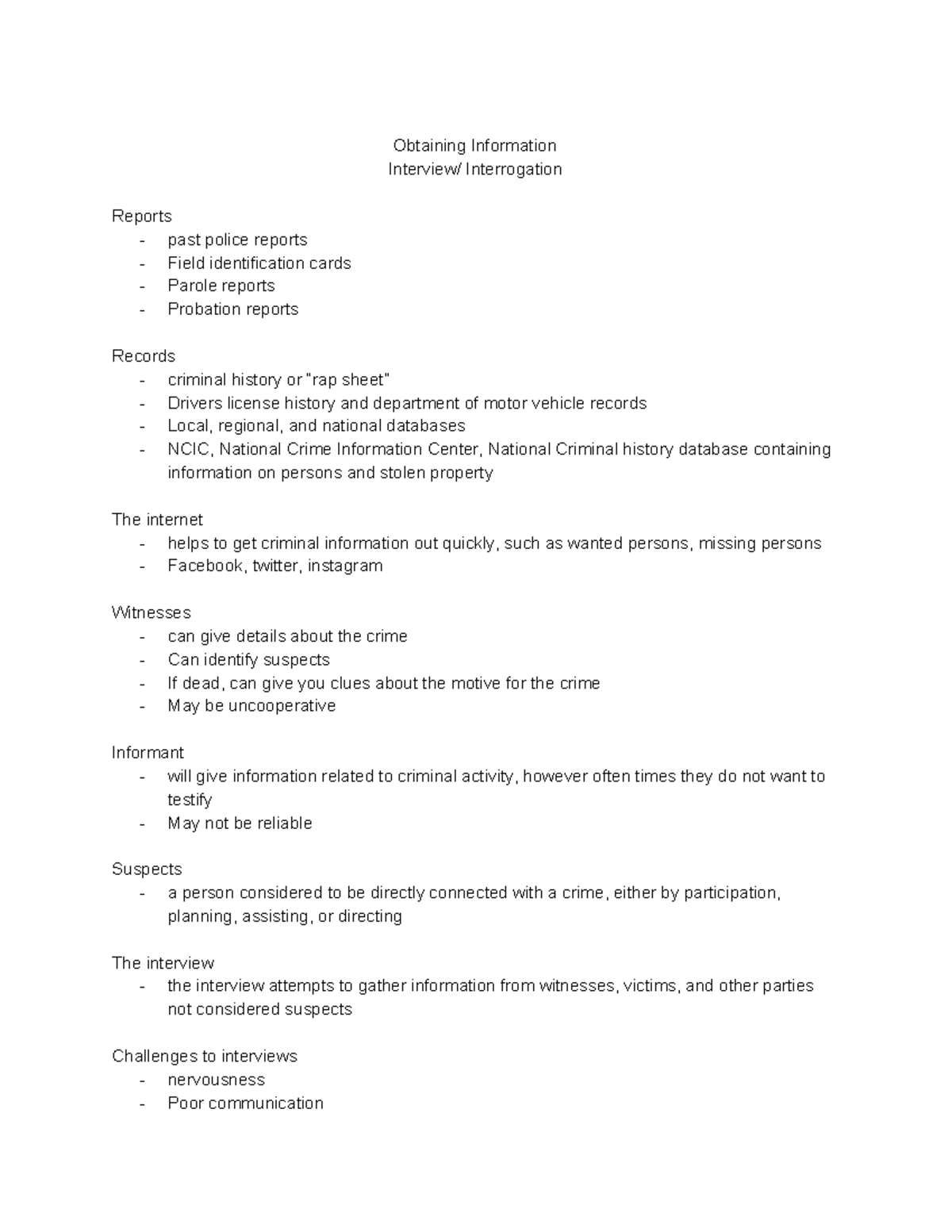 4 25 Criminal Investigation - Obtaining Information Interview ...