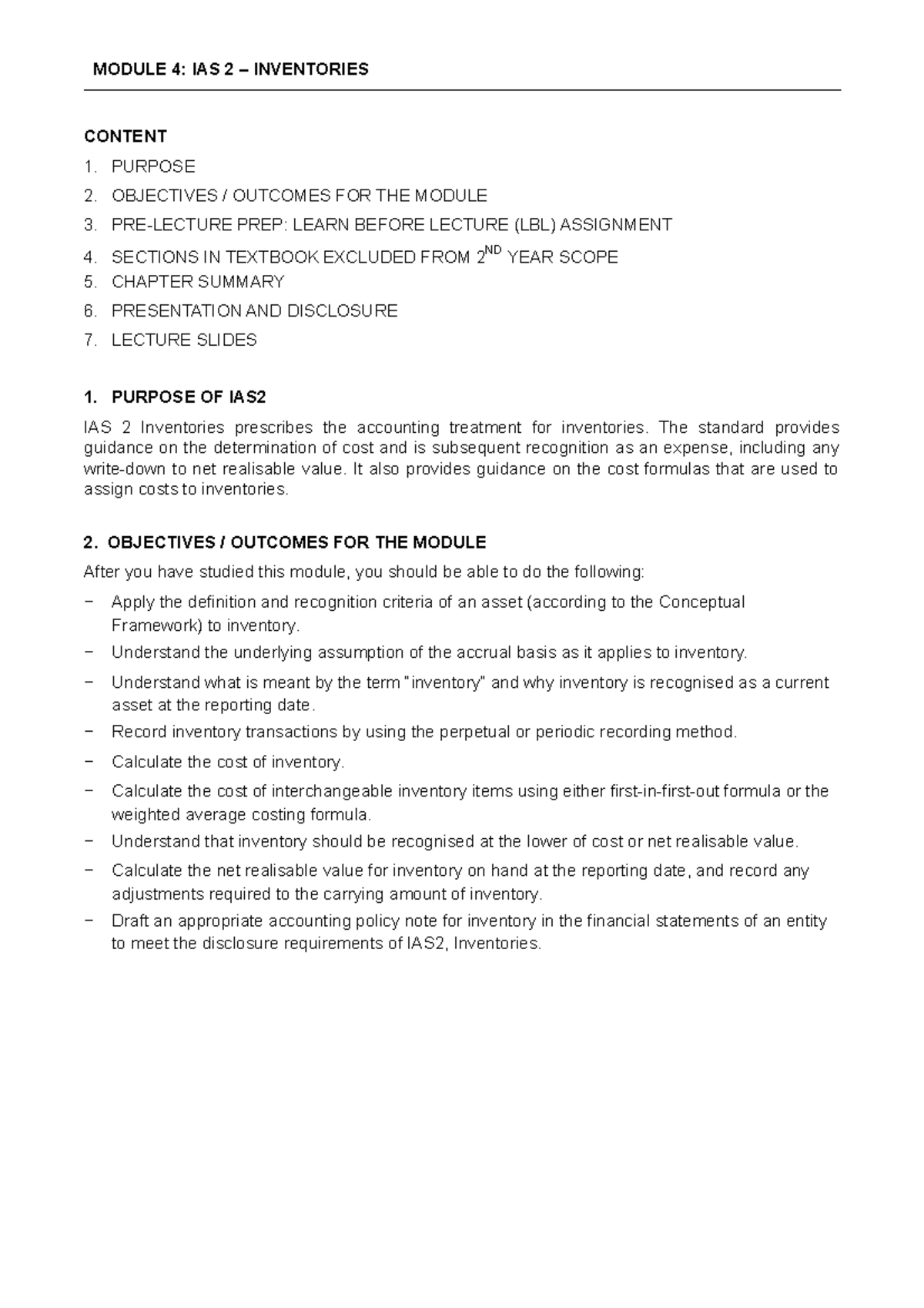 Module 4 Inventories Lecture notes 5 MODULE 4 IAS 2 INVENTORIES
