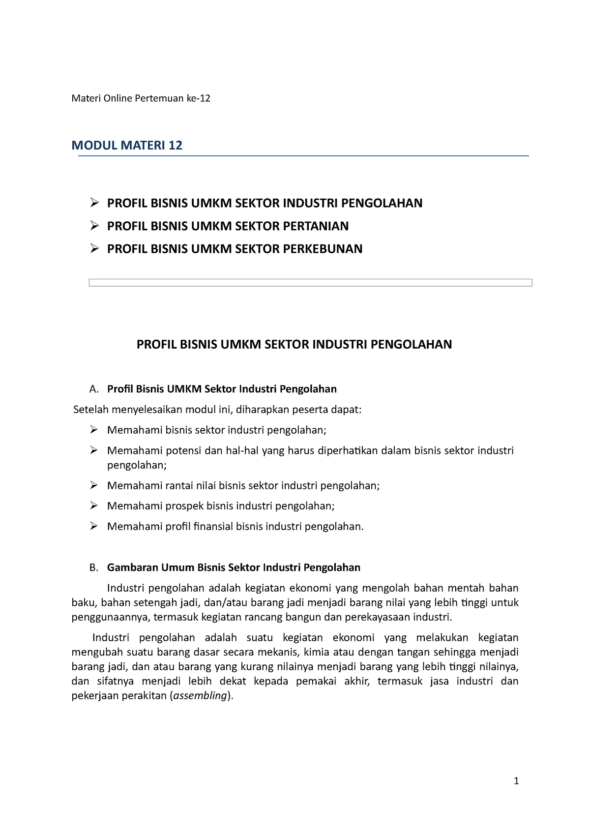 UMKM Sektor Industri Pengolahan, Pertanian, Perkebunan - Materi Online ...