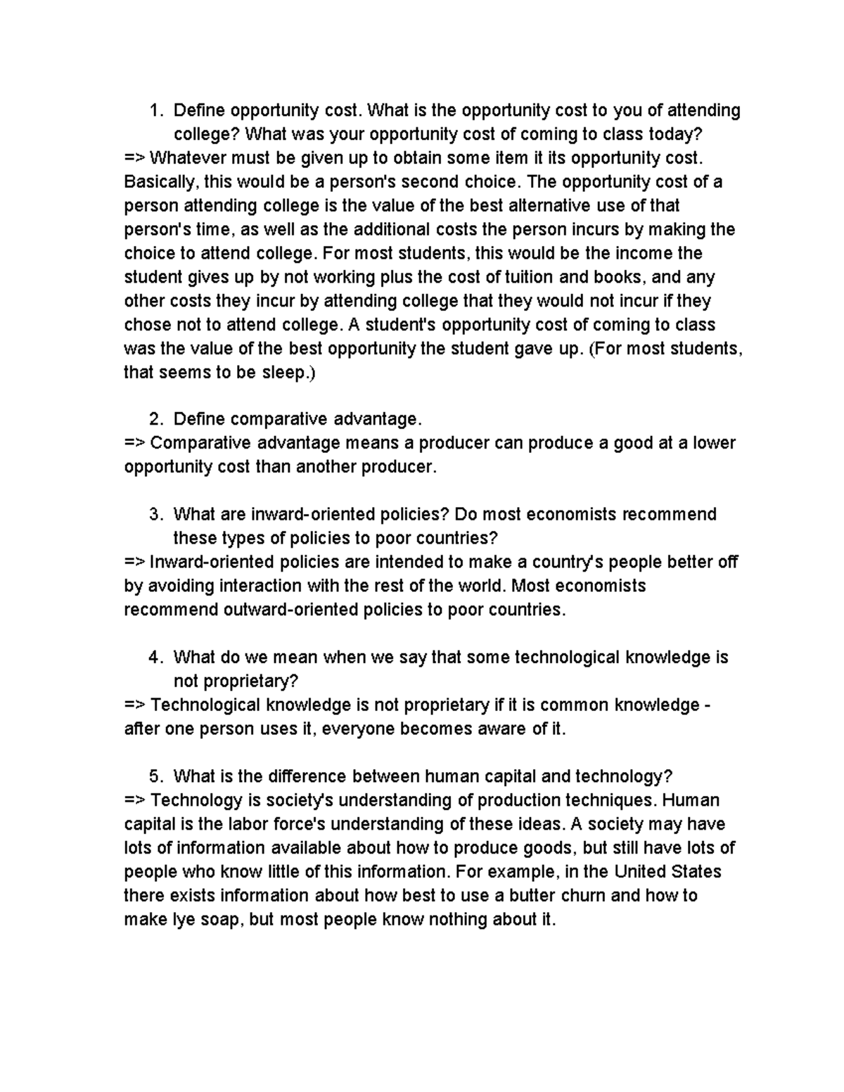 Review Chapter 1 3 231231 Define opportunity cost. What is the
