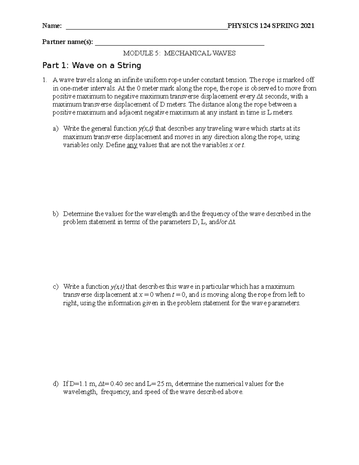 Recitation 5 Mechanical Waves Practice Material 750203 Studocu