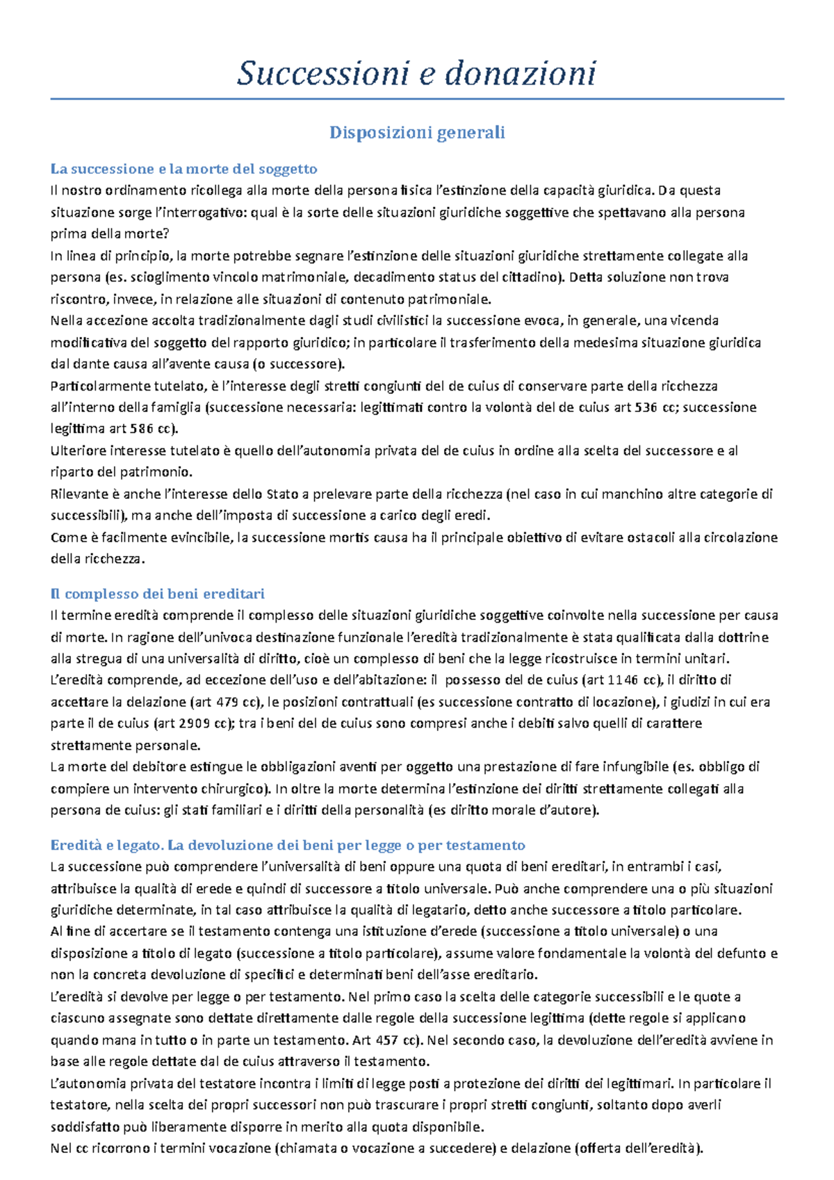 Successioni E Donazioni - Successioni E Donazioni Disposizioni Generali ...