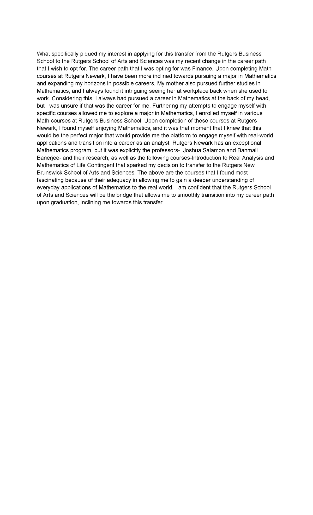 rutgers university transfer essay