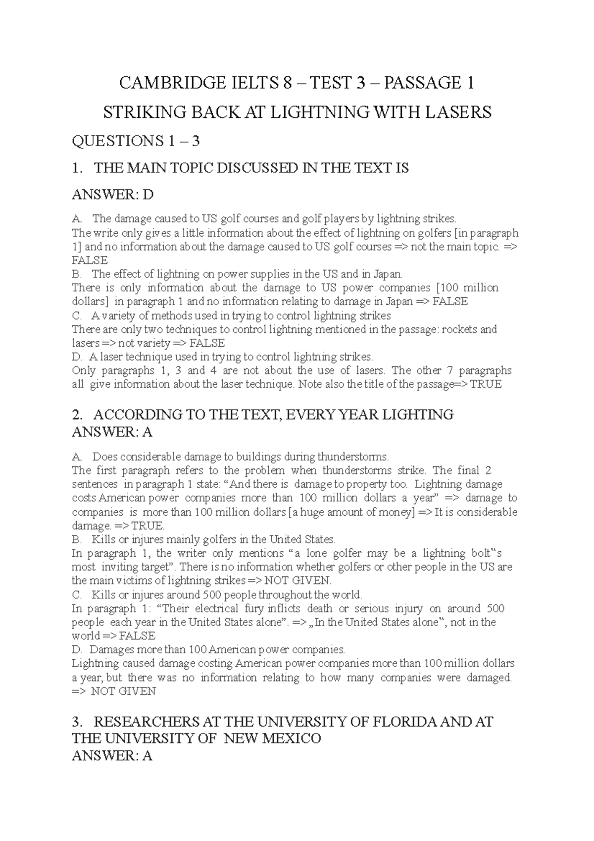 cambridge ielts 8 speaking test 3 sample answers