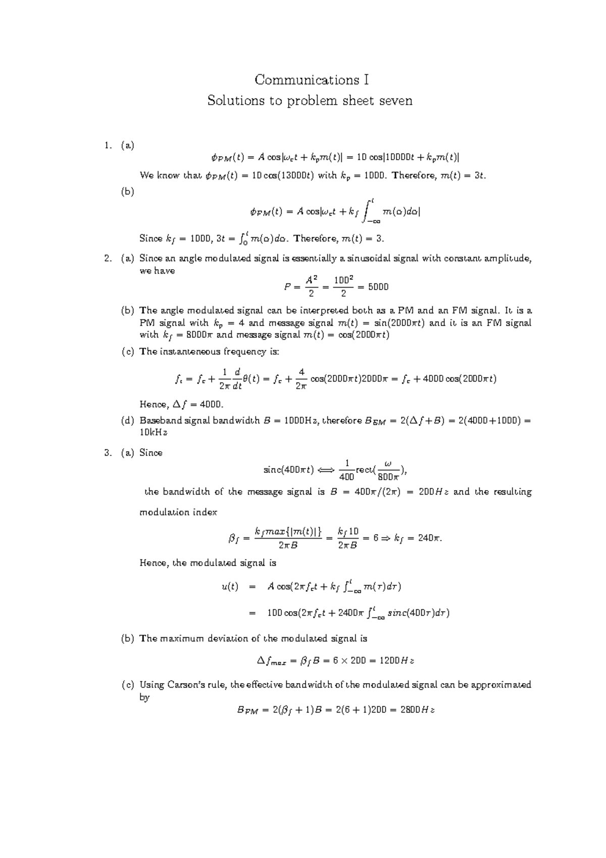Problem 7 solutions - Tutorial Work from Professor Kin K. Leung's ...