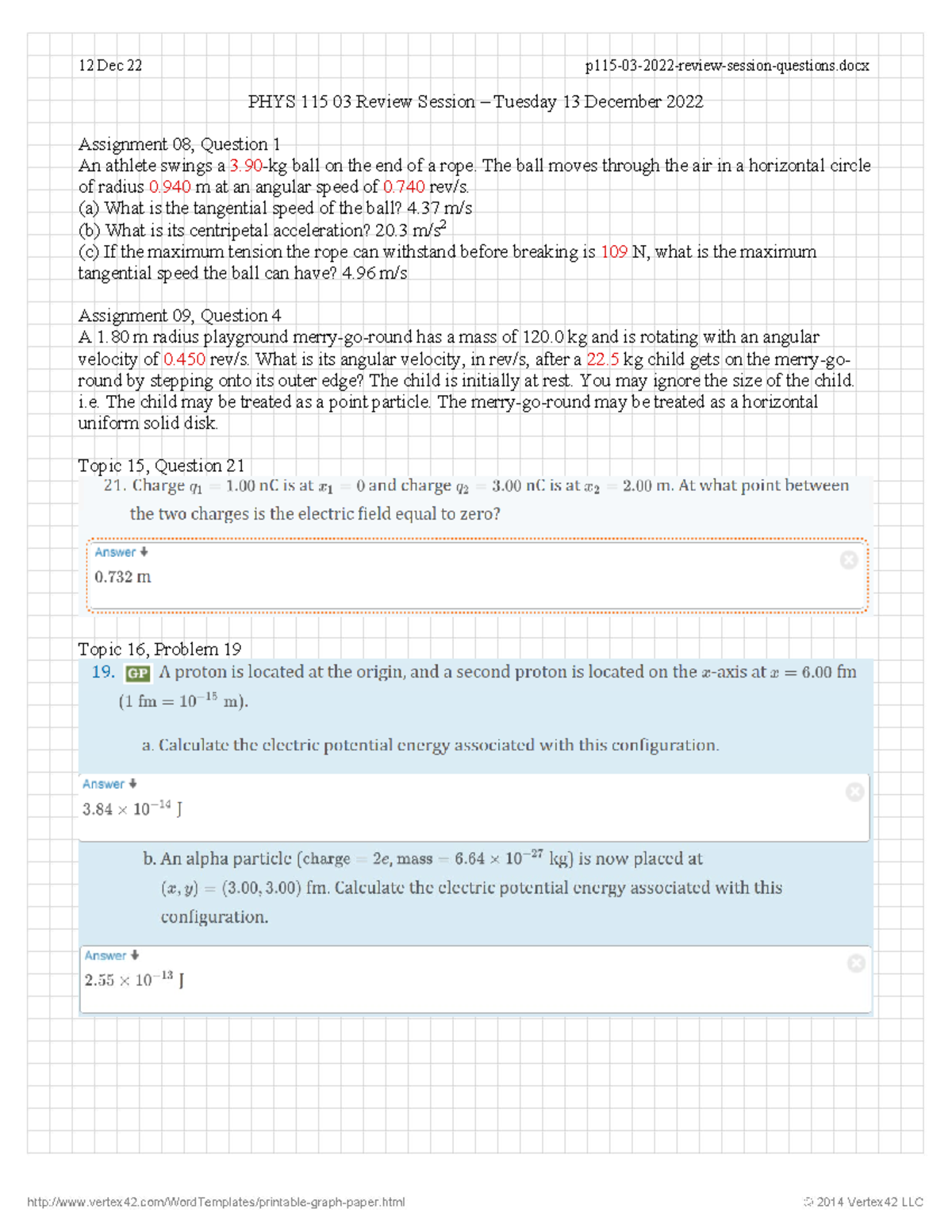 P115 03 2022 Review Session Questions - PHYS 115 03 Review Session ...