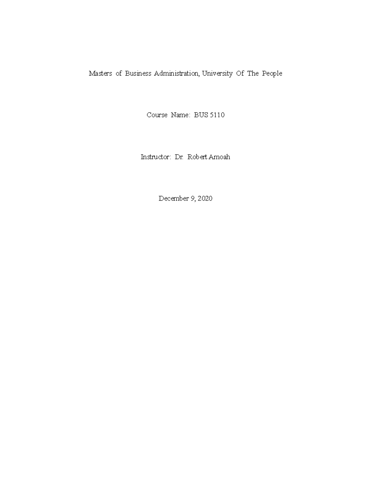 Written Assignment UNIT 4 - Masters of Business Administration ...