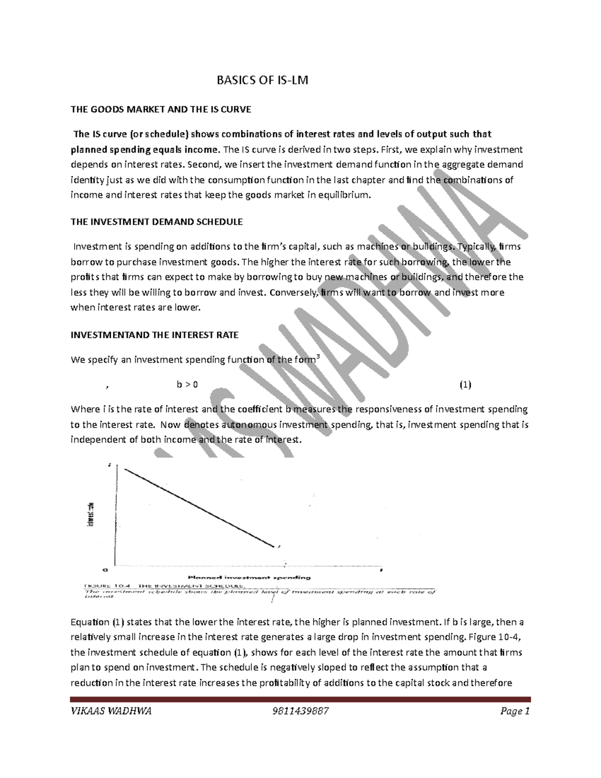 Macro 3 sem 21-08-2018-1 - BASICS OF IS-LM THE GOODS MARKET AND THE IS ...