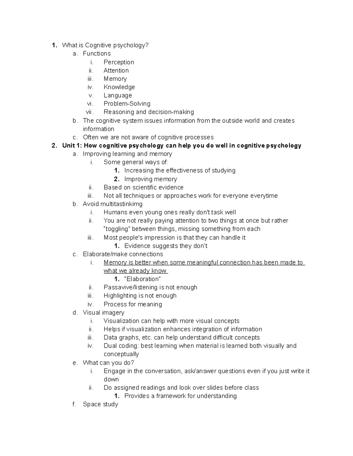 Cognitive Psychology - Chapters 1-5 - What Is Cognitive Psychology? A ...