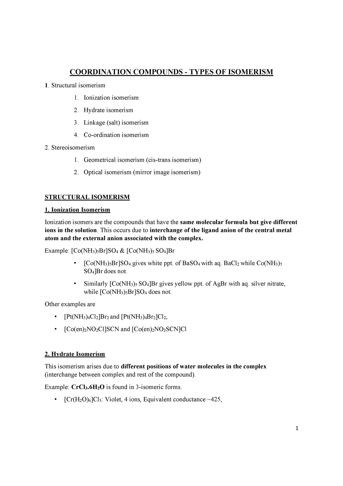 Isomerism - Notes - Chemistry - Studocu