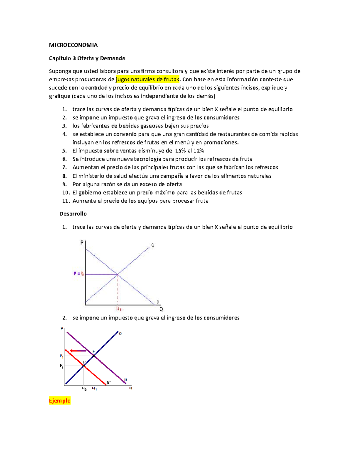 Ejercicios De Oferta Y Demanda(desplazamiento) Guia De Preguntas Y ...