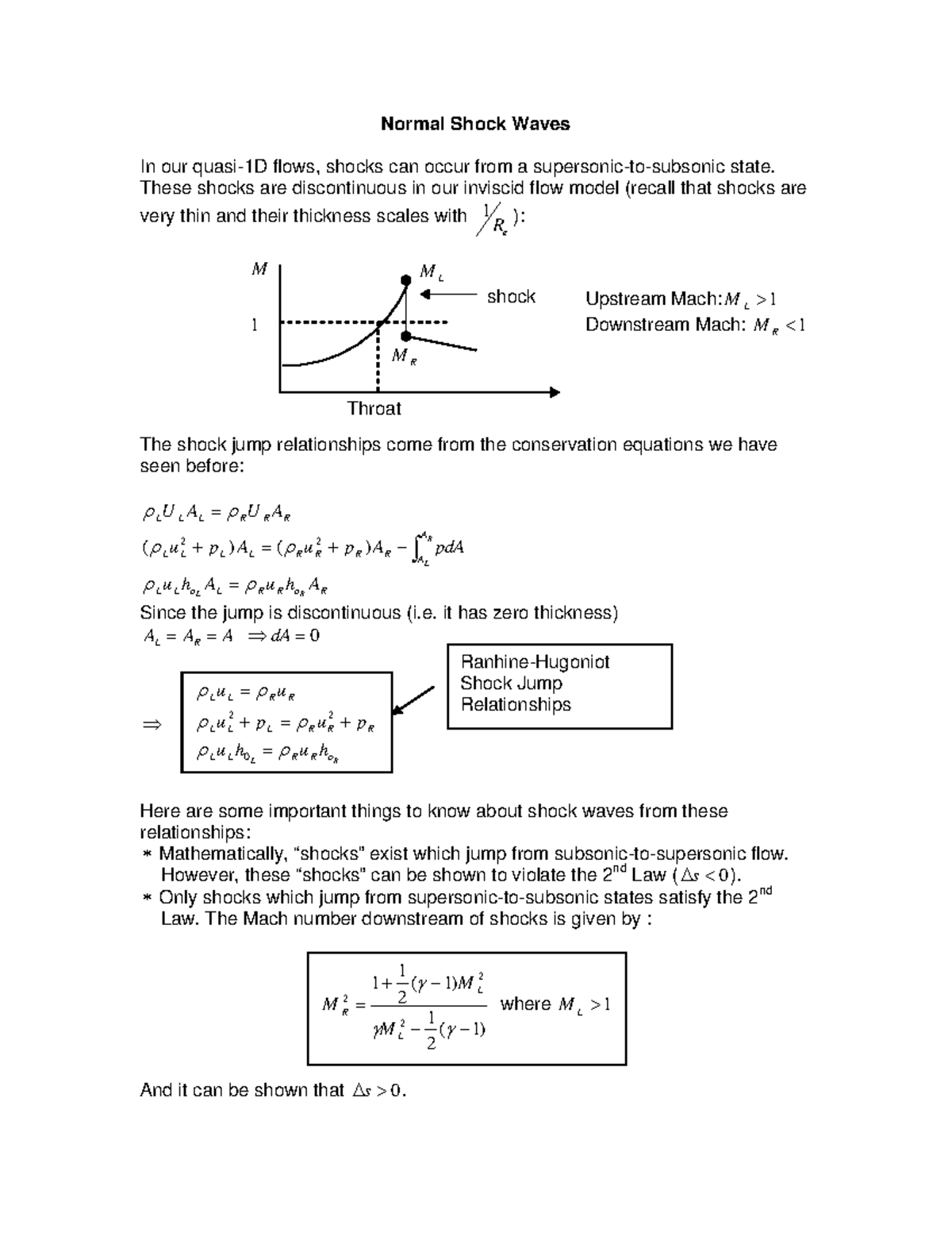 16100 lectre 41 cj - Normal Shock Waves In our quasi-1D flows, shocks ...