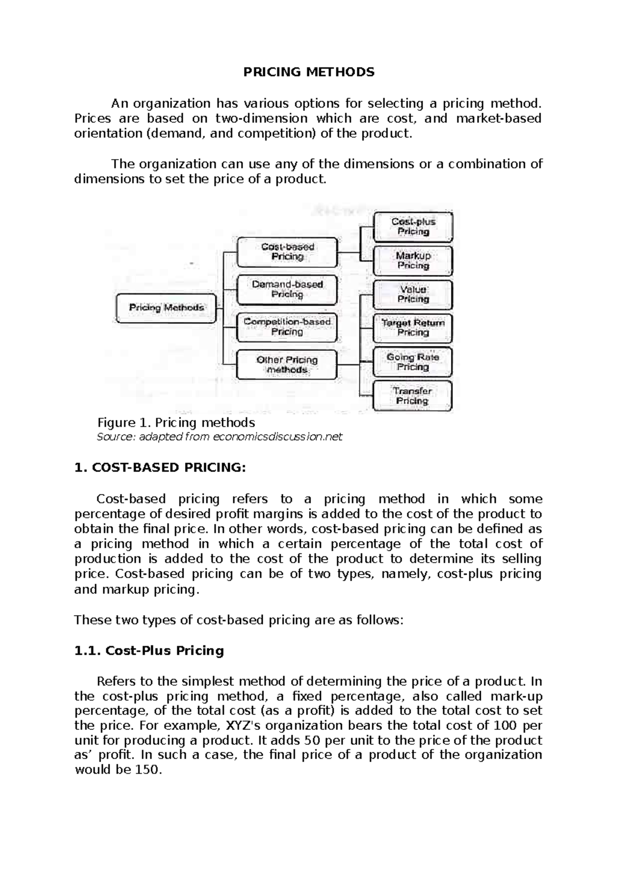 Microeconomics - Pricing Method Lecture Notes - PRICING METHODS An ...