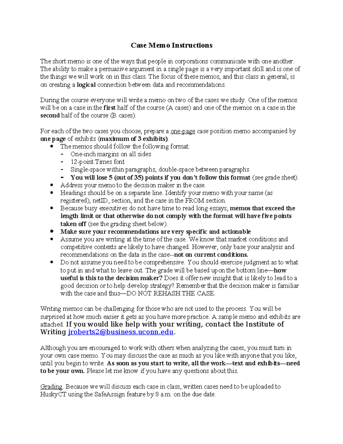 Case Memo Instructions(5) Tagged Case Memo Instructions The short memo is one of the ways