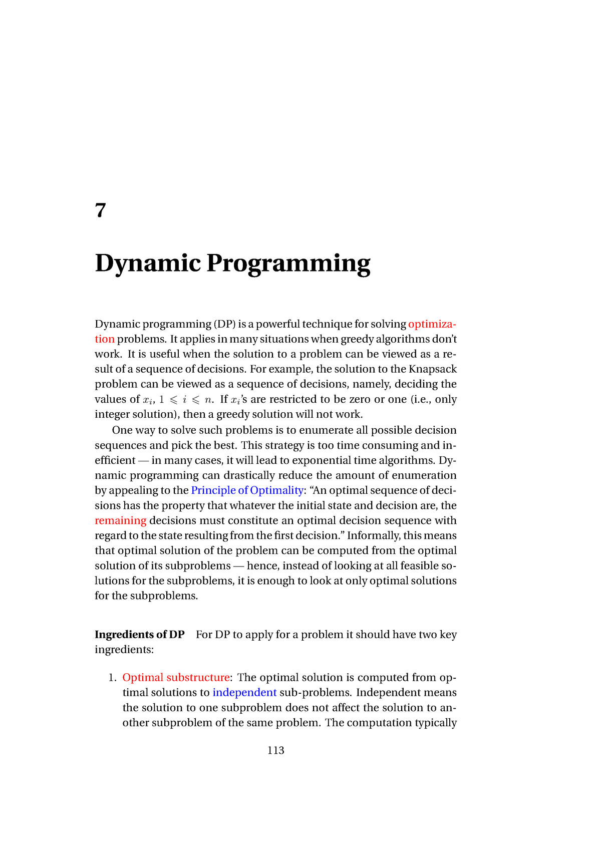 Chapter 7 - Dynamic Programming - 7 Dynamic Programming Dynamic ...