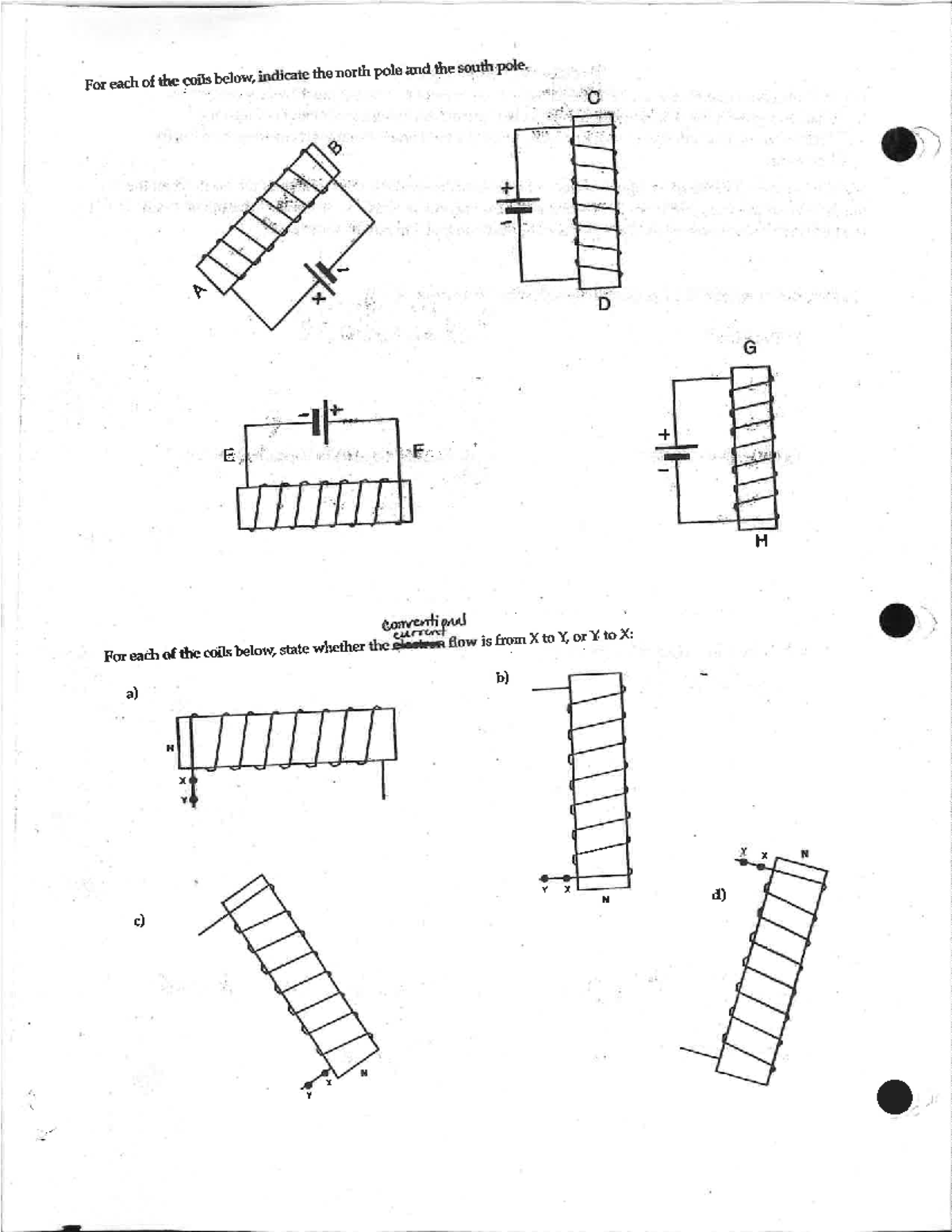 Solenoids drawing handout - Physics 1E03 - For each of the coils below ...