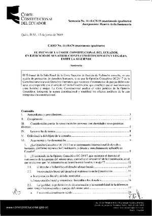 Sentencia Matrimonio Igualitario