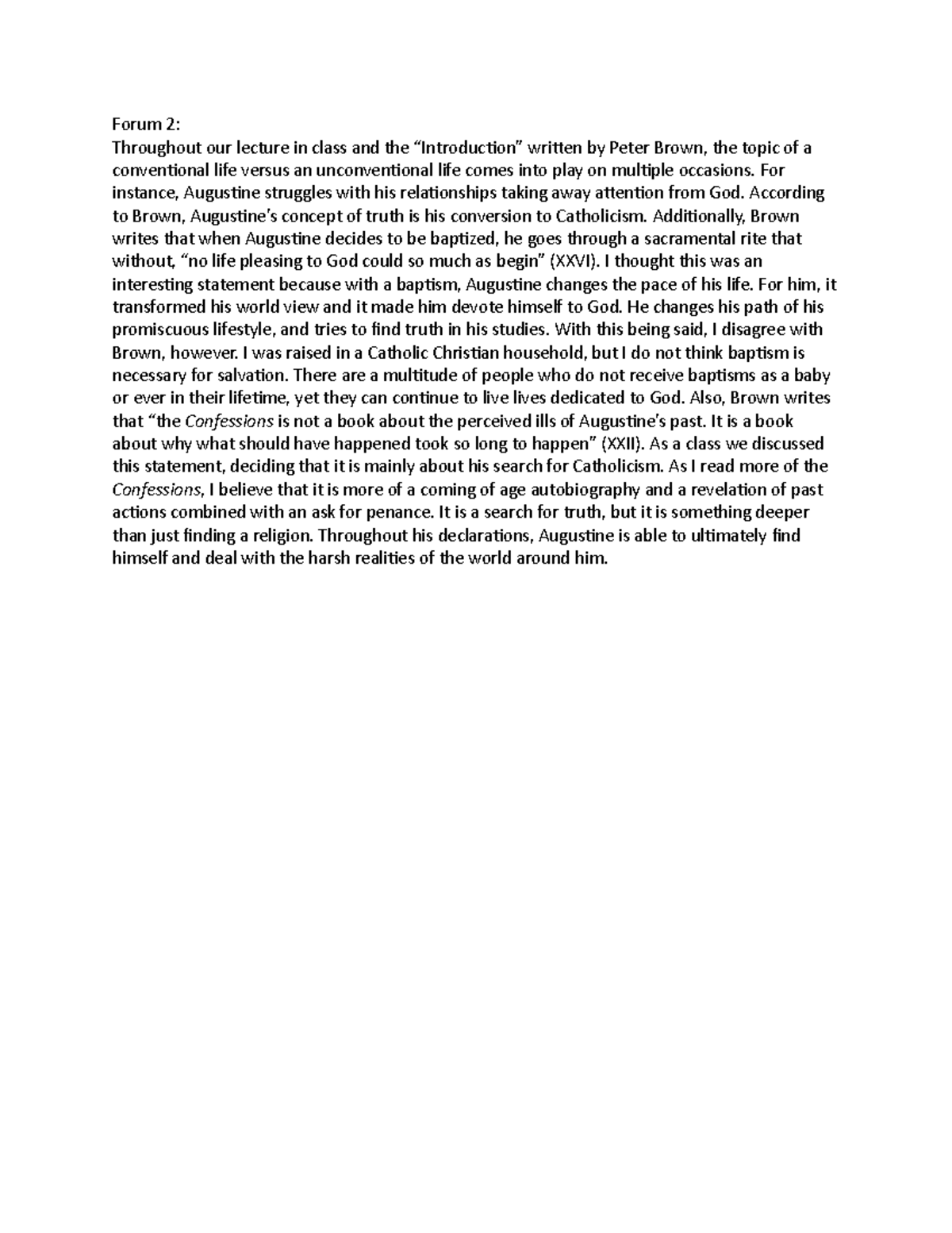 Forum 2 Dr. Harrison Forum 2 Throughout our lecture in class and