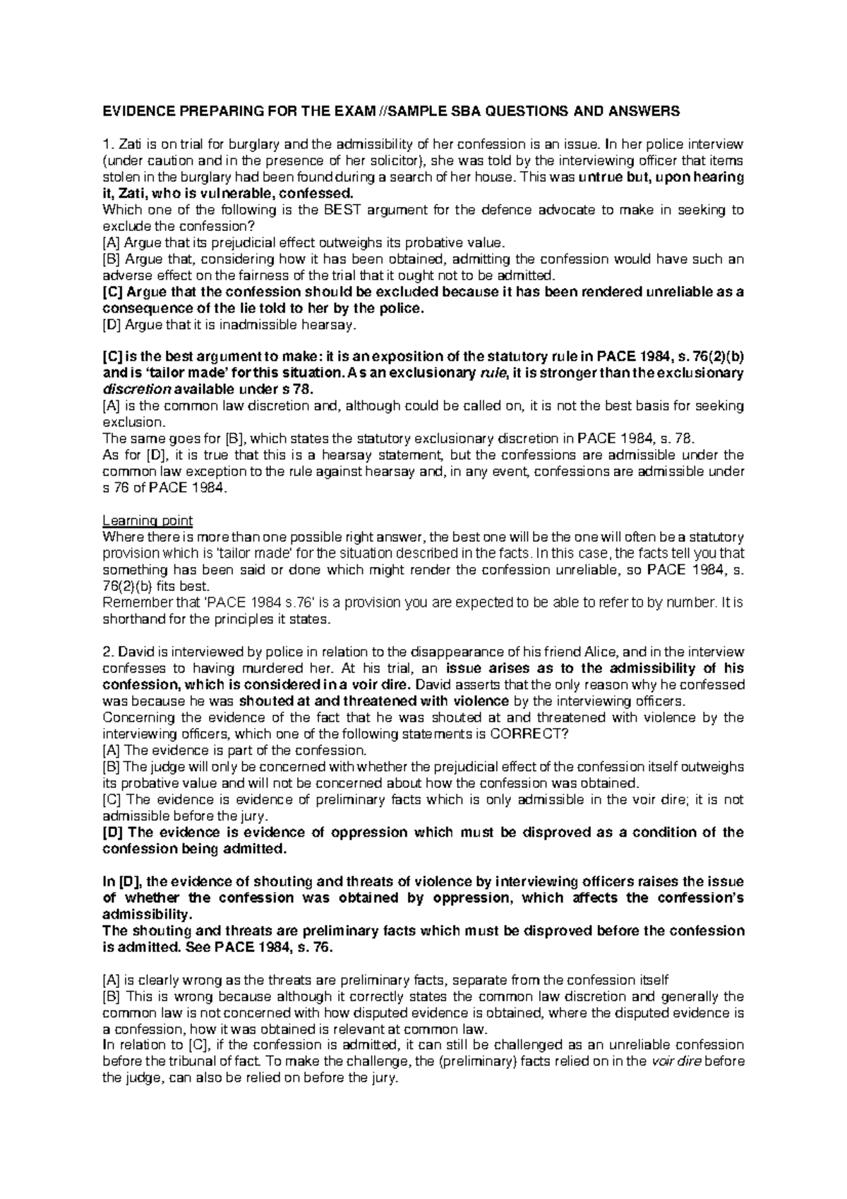 Evidence Preparing FOR THE EXAM-SBAQ - EVIDENCE PREPARING FOR THE EXAM ...