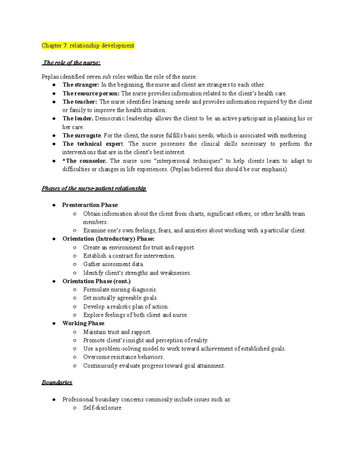 Chapter 7 relationship development - Chapter 7: relationship ...