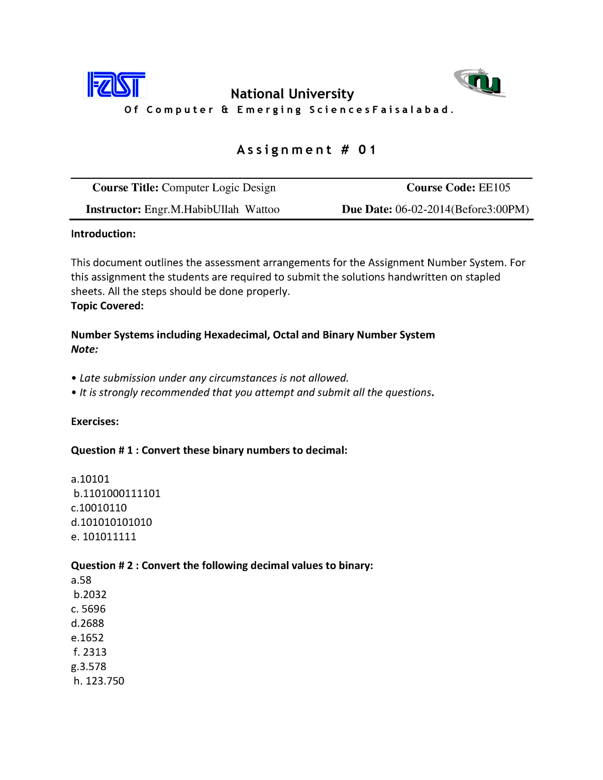 Assignment 1 Section E - National University Of Computer & Emerging ...