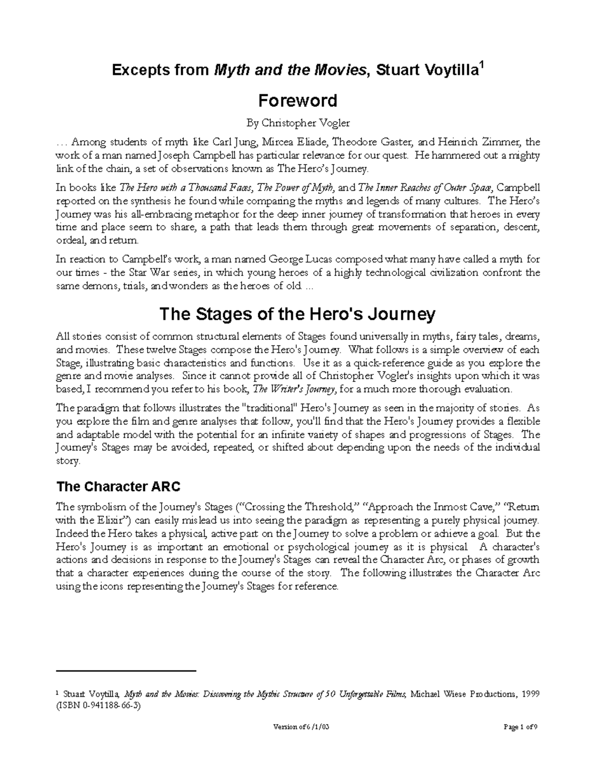 Hero's Journey Arch - ****** - Excepts from Myth and the Movies ...