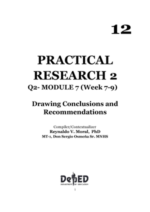 1 Q2 Practical Research - 12 PRACTICAL RESEARCH 2 Q2- MODULE 1 (Week 1 ...