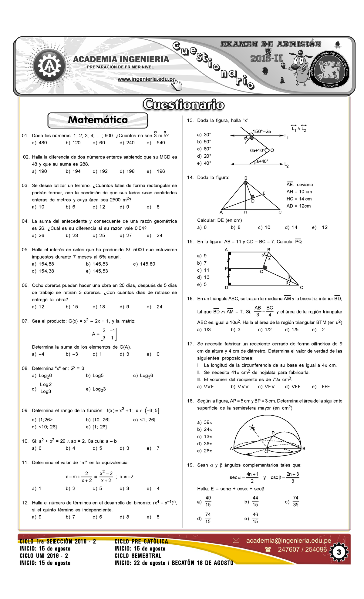 Solucionario Examen De Admisión UNCP 2016-II - Solucionario Examen Área ...