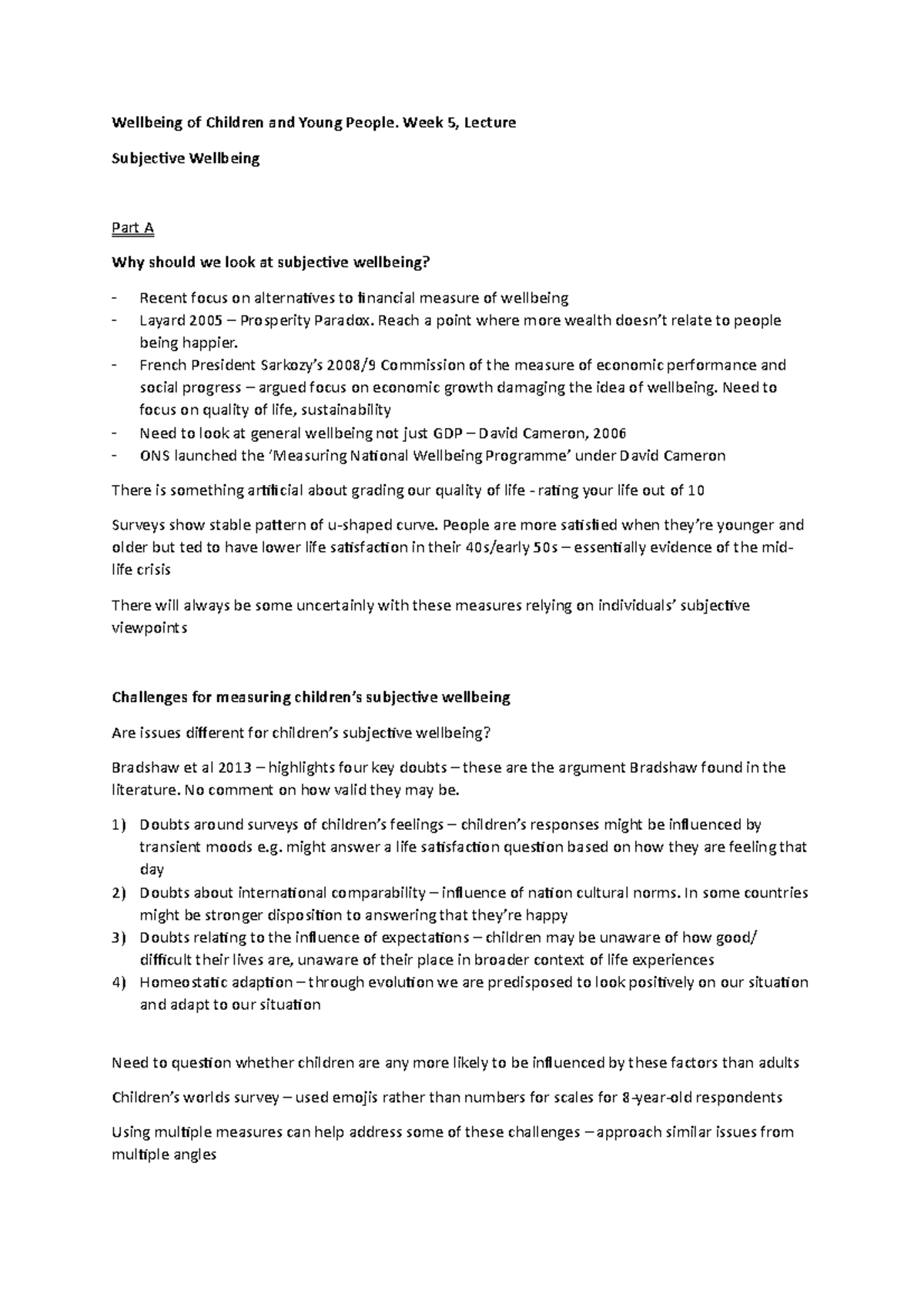 Subjective Wellbeing - Wellbeing of Children and Young People. Week 5 ...