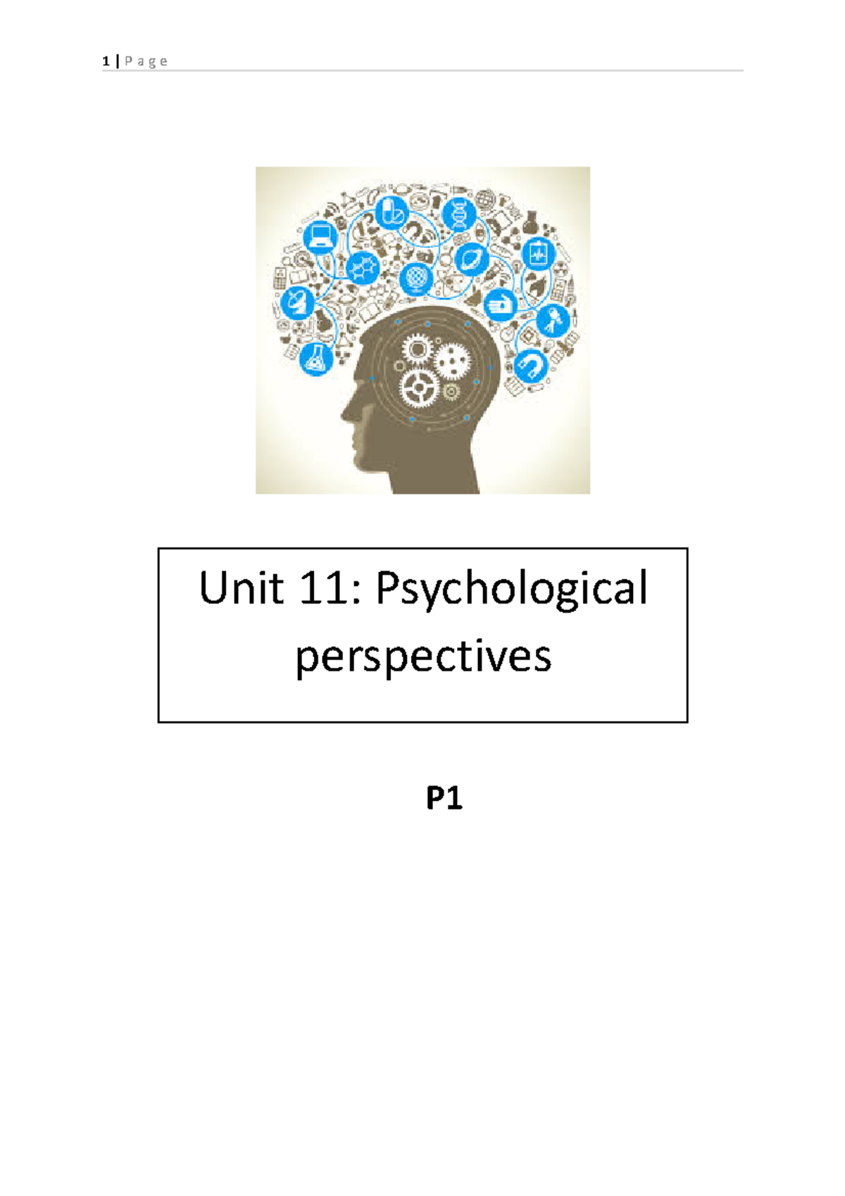 P1 P2 M1 Booklet and task - P Unit 11: Psychological perspectives ...