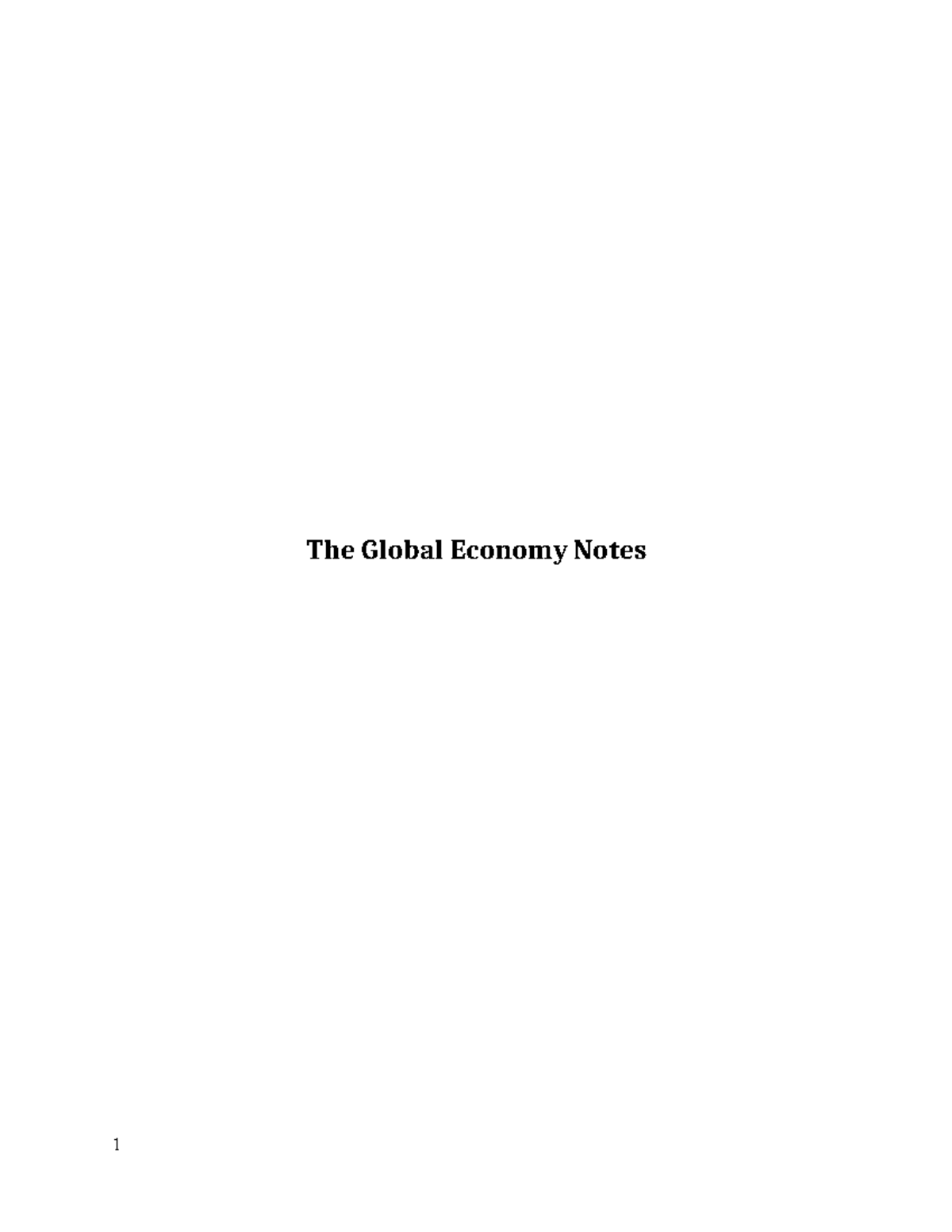 The Global Economy Notes HSC Topic 1 - The Global Economy Notes ...