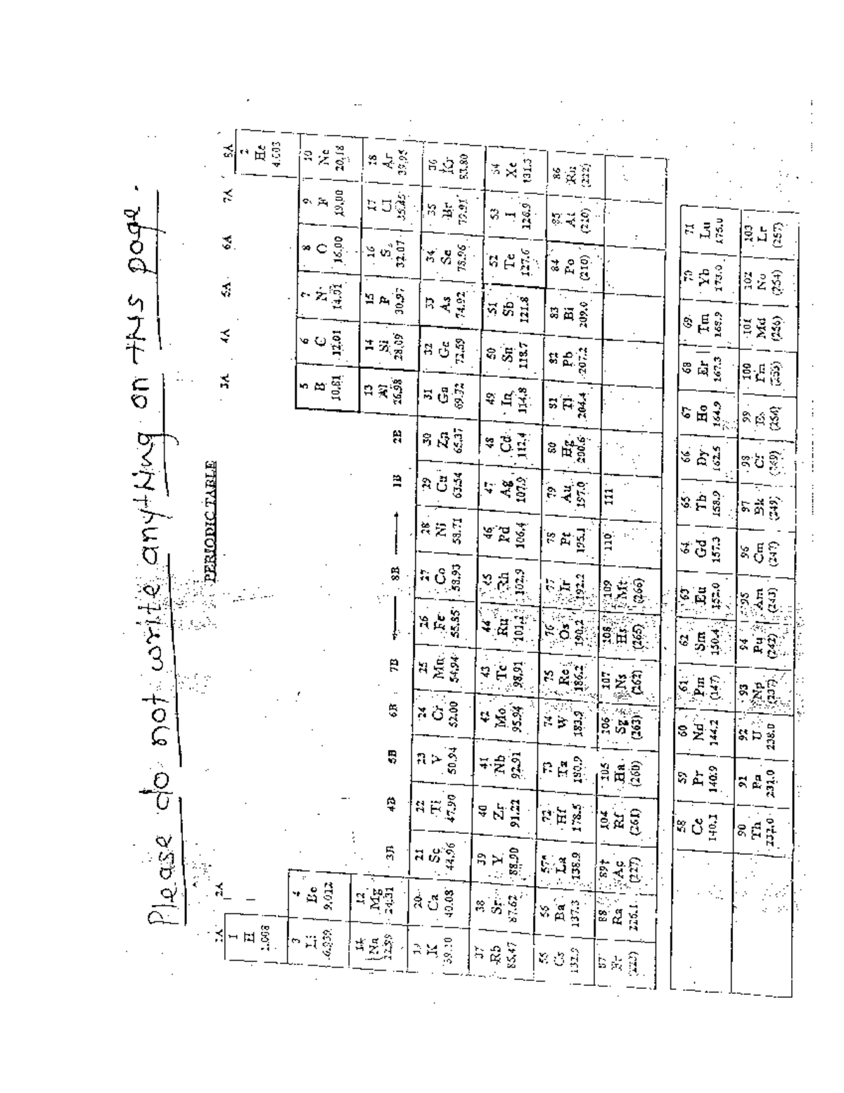 Periodic table - Please do not write anything on this page. PERIODIC ...
