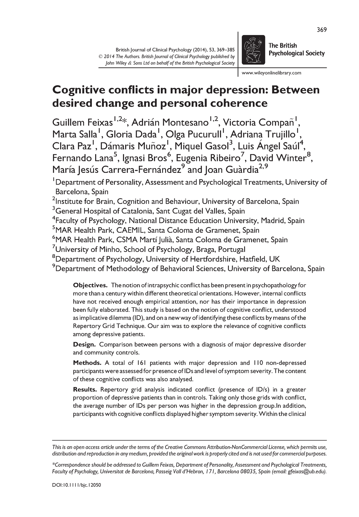 British Journal Of Clinical Psychology 2 - British Journal Of Clinical ...