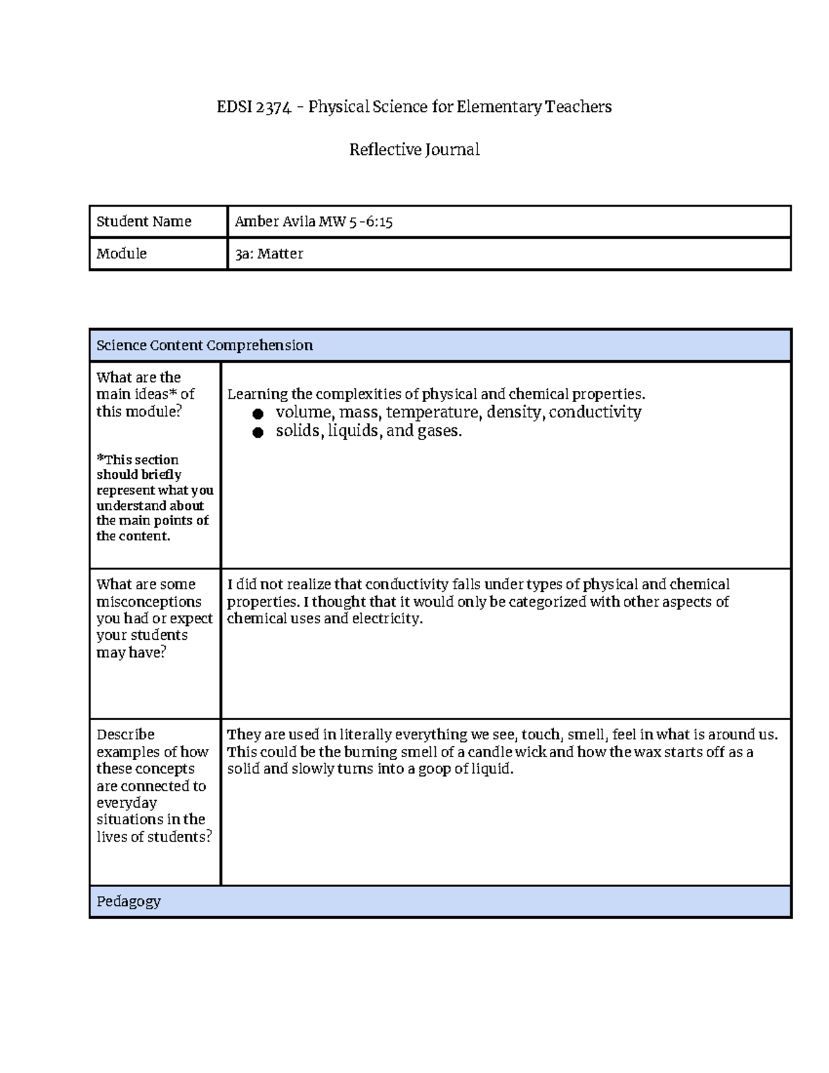 Module 3a - Summary Science For Elementary Teacher - EDSI 2374 ...